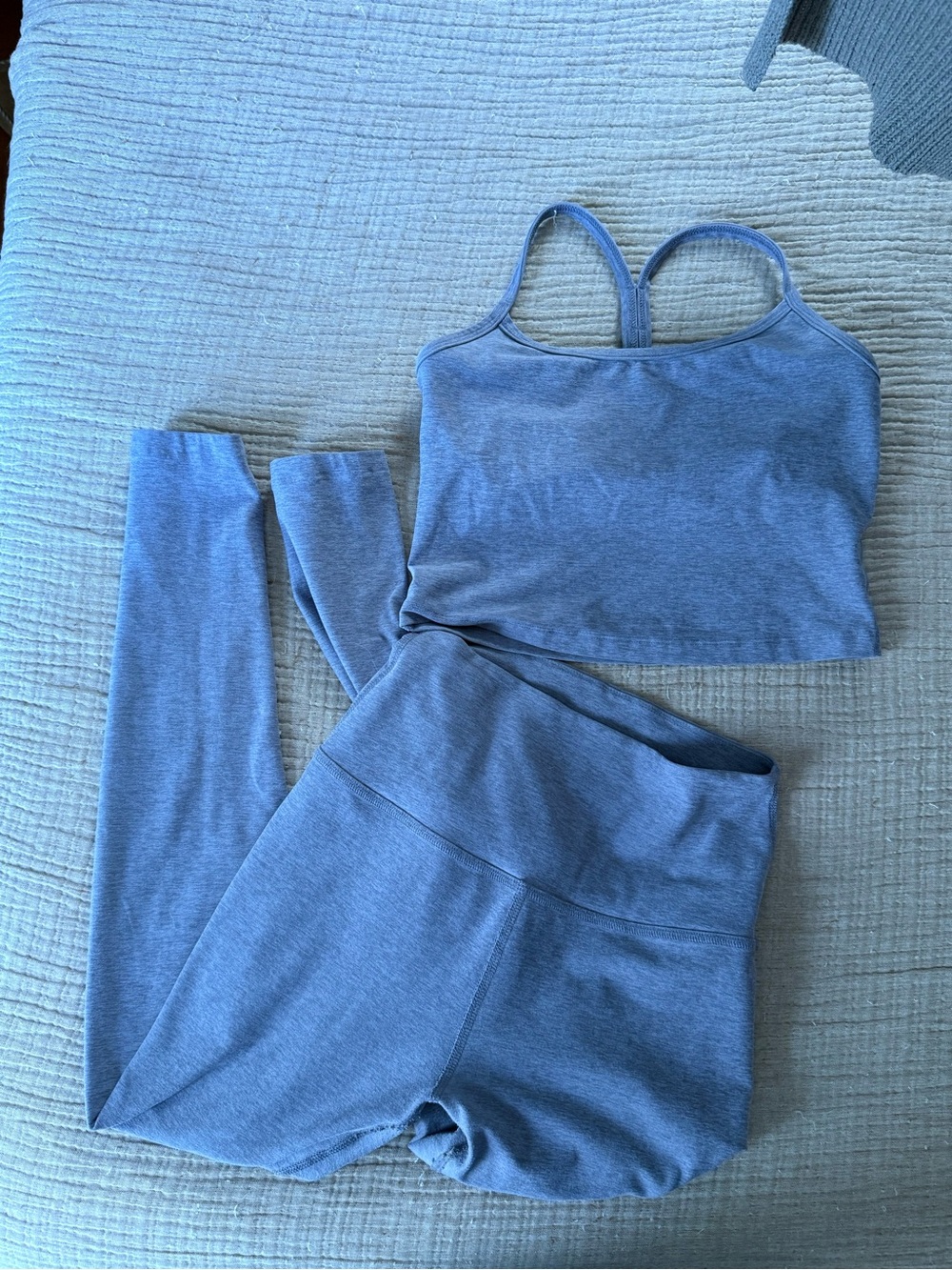 Beyond Yoga Heather Gray Cropped Tank Top - Double Strap